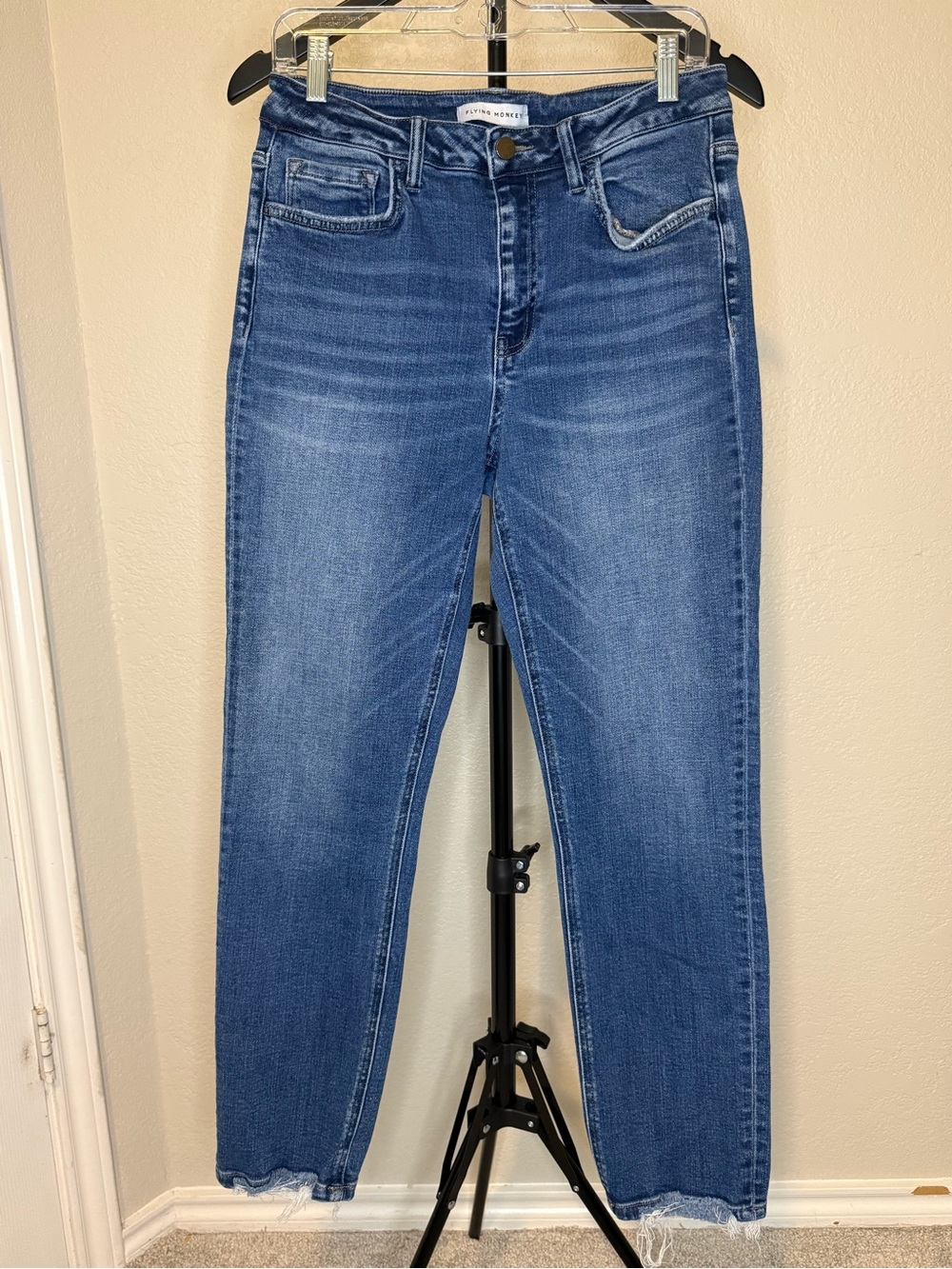 Flying Monkey High-Rise Straight Jeans in Medium Blue Wash